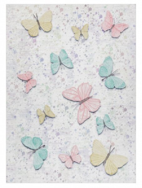 Dětský kusový koberec Bambino 1610 Butterflies cream 80x150 cm