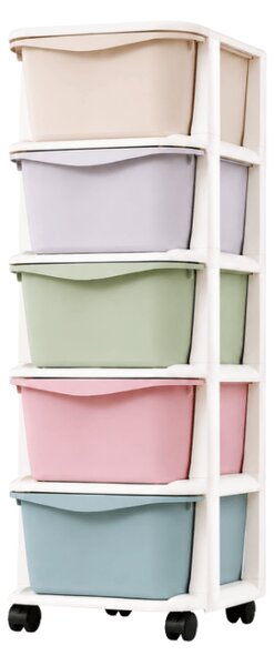 Regál na kolečkách se zásuvkami TONES 97x36x36 cm, barevný