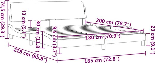 VidaXL Rám postele Dover 180x200 cm umělá kůže [373239] Barva: Šedá