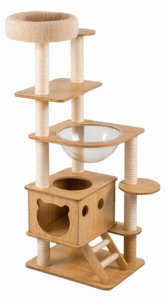 Kočičí stromové škrabadlo HAPPY CAT 147x40x40 cm, béžové