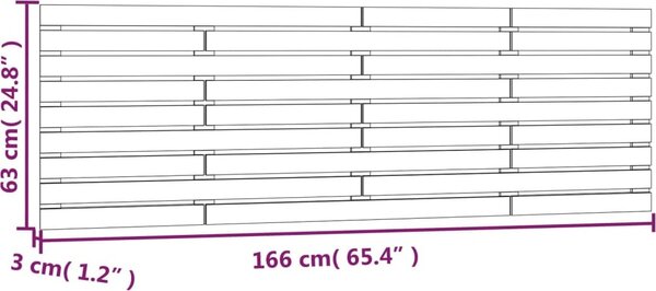 VidaXL Nástěnné čelo postele 166 x 3 x 63 cm masivní borové dřevo [844503] Barva: Přírodní
