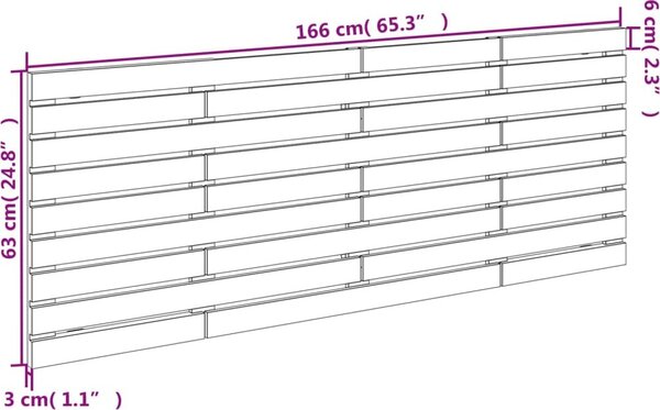 VidaXL Nástěnné čelo postele 166 x 3 x 63 cm masivní borové dřevo [844503] Barva: Přírodní