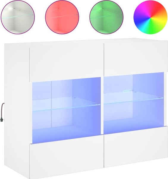 VidaXL Nástěnná TV skříňka s LED osvětlením 78,5 x 30 x 60,5 cm [837105] Barva: Bílá