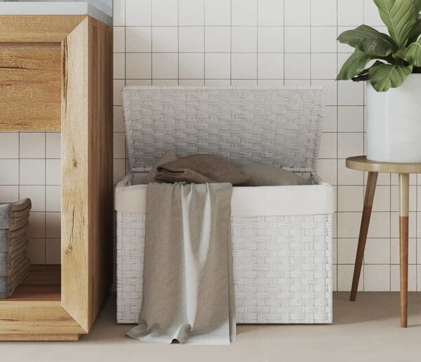 VidaXL Koš na prádlo s víkem 55,5 x 35 x 34 cm polyratan [372049] Barva: Hnědá