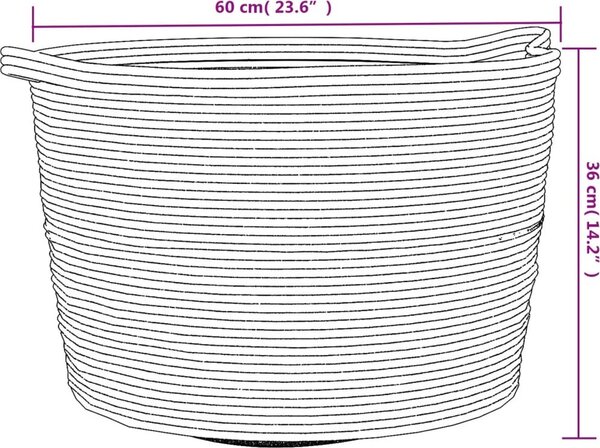 VidaXL Koš na prádlo a bílý Ø 60 x 36 cm bavlna [358475] Barva: Šedá a bílá