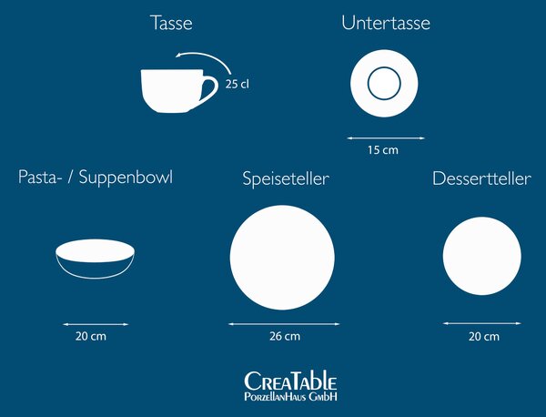 KOMBINOVANÁ SOUPRAVA, 30dílné, kamenina Creatable - Online Only nádobí, Online Only