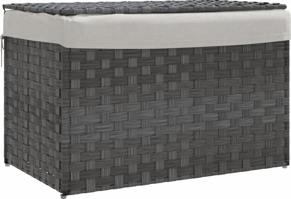 VidaXL Koš na prádlo s víkem 55,5 x 35 x 34 cm polyratan [372049] Barva: tmavě hnědá