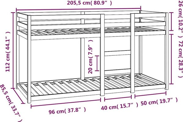 VidaXL Patrová postel 80 x 200 cm masivní borové dřevo [821653] Barva: Přírodní