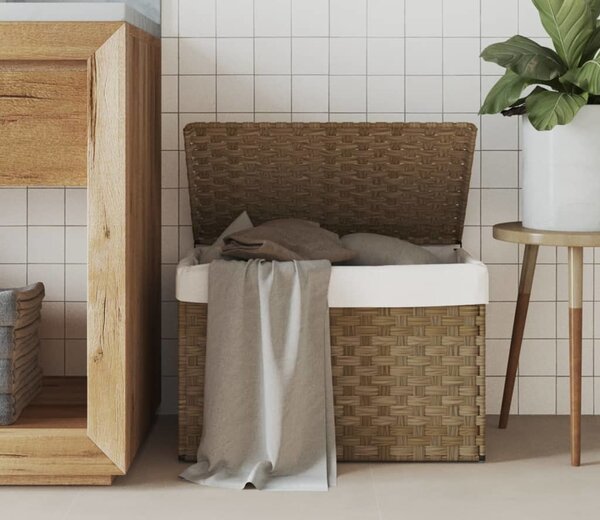VidaXL Koš na prádlo s víkem 55,5 x 35 x 34 cm polyratan [372049] Barva: tmavě hnědá