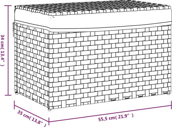 VidaXL Koš na prádlo s víkem 55,5 x 35 x 34 cm polyratan [372049] Barva: tmavě hnědá