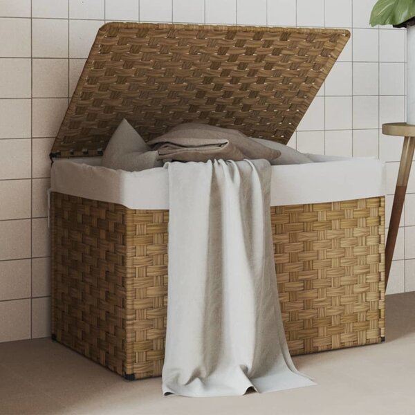 VidaXL Koš na prádlo s víkem 55,5 x 35 x 34 cm polyratan [372049] Barva: tmavě hnědá