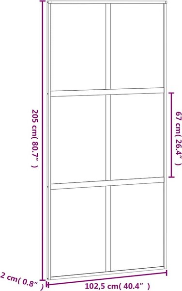VidaXL Posuvné dveře 102,5 x 205 cm čiré ESG sklo a hliník [155215] Barva: Černá