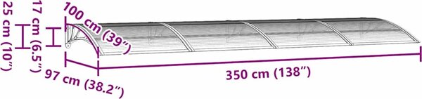 VidaXL Vchodová stříška černá 350 x 100 cm polykarbonát [153595] Barva: Šedá a bílá