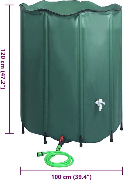 VidaXL Nádrž na vodu s kohoutkem skládací 1 000 l PVC [48607] Barva: Zelená