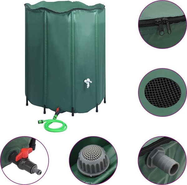 VidaXL Nádrž na vodu s kohoutkem skládací 1 000 l PVC [48607] Barva: Zelená
