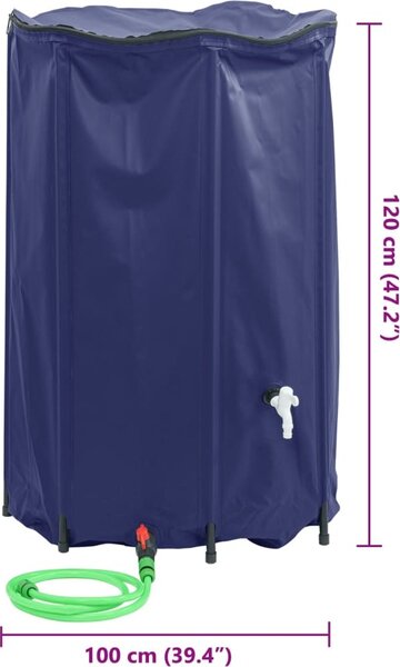 VidaXL Nádrž na vodu s kohoutkem skládací 1 000 l PVC [48607] Barva: Zelená