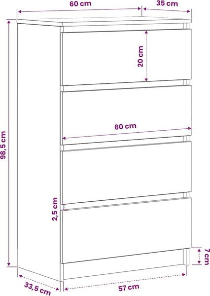 VidaXL Příborník 60 x 35 x 98,5 cm kompozitní dřevo [800532] Barva: Černý dub