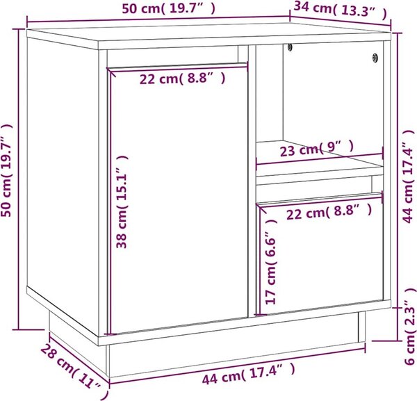 VidaXL Noční stolek 50 x 34 x 50 cm masivní borové dřevo [814479] Barva: medová hnědá