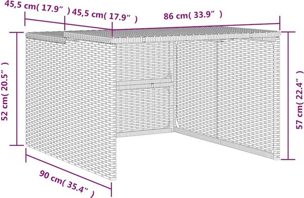 VidaXL Garáž pro robotickou sekačku 86x90x52/57 cm polyratan [365404] Barva: Šedá