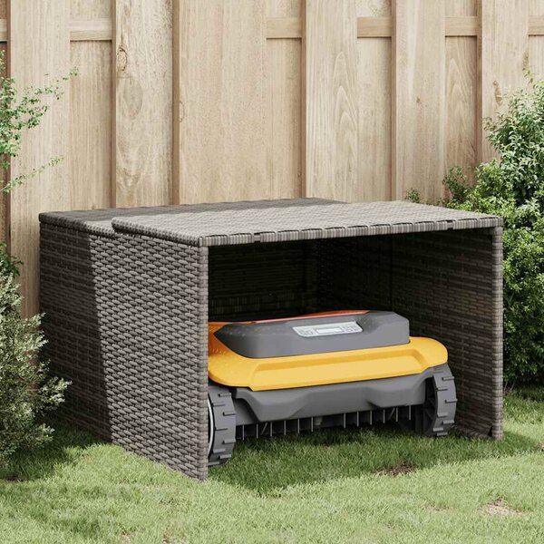 VidaXL Garáž pro robotickou sekačku 86x90x52/57 cm polyratan [365404] Barva: Šedá