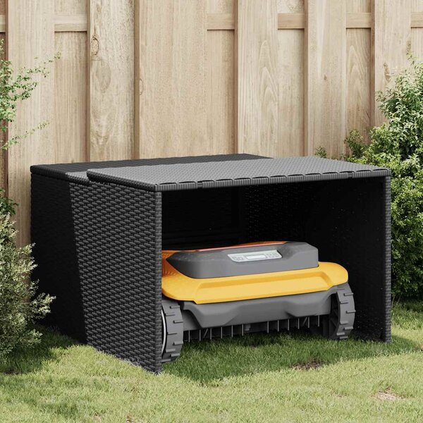 VidaXL Garáž pro robotickou sekačku 86x90x52/57 cm polyratan [365404] Barva: Šedá
