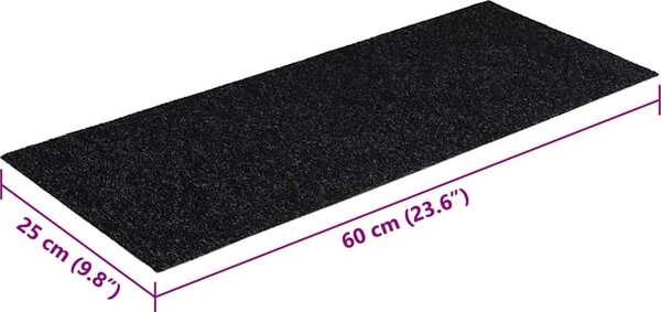 VidaXL Schodové rohože samolepicí 15 ks 60 x 25 cm obdélníkové [326916] Barva: Tmavě šedá