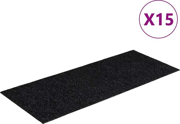VidaXL Schodové rohože samolepicí 15 ks 60 x 25 cm obdélníkové [326916] Barva: Tmavě šedá