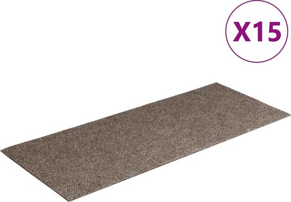 VidaXL Schodové rohože samolepicí 15 ks 60 x 25 cm obdélníkové [326916] Barva: Tmavě šedá