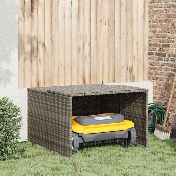 VidaXL Garáž pro robotickou sekačku 86x90x52/57 cm polyratan [365404] Barva: Šedá