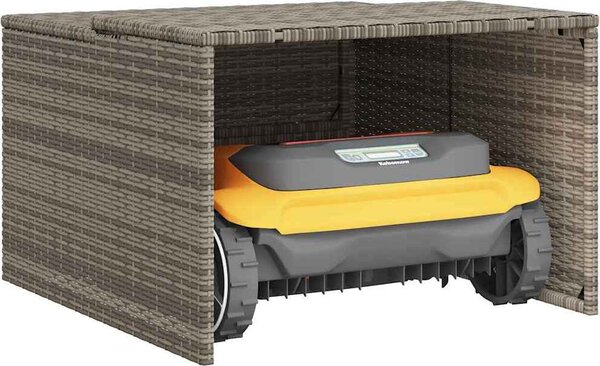 VidaXL Garáž pro robotickou sekačku 86x90x52/57 cm polyratan [365404] Barva: Šedá
