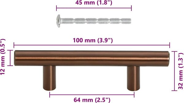 VidaXL Nábytkové úchytky 10 ks rozteč otvorů 64 mm celková délka 100 mm nerezová ocel [155364] Barva: Stříbrná