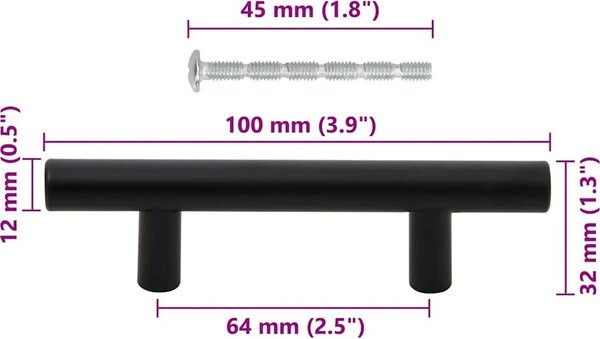 VidaXL Nábytkové úchytky 10 ks rozteč otvorů 64 mm celková délka 100 mm nerezová ocel [155364] Barva: Stříbrná