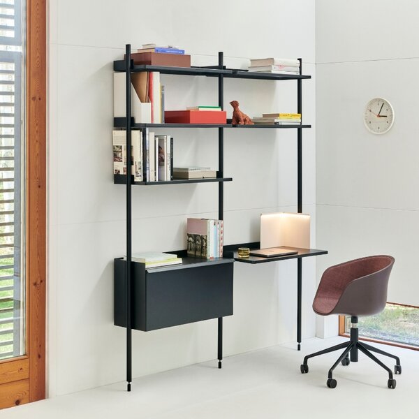 Černý kovový regál HAY Pier system 209 x 162 cm s psacím stolem