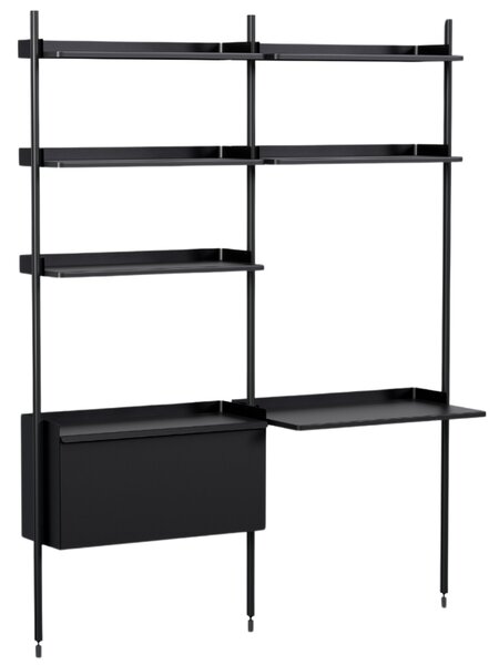 Černý kovový regál HAY Pier system 209 x 162 cm s psacím stolem