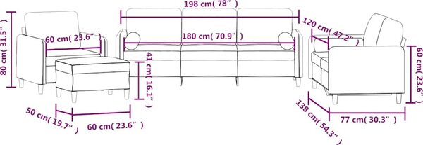 VidaXL 4dílná sedací souprava samet [3201973] Barva: Tmavě zelená