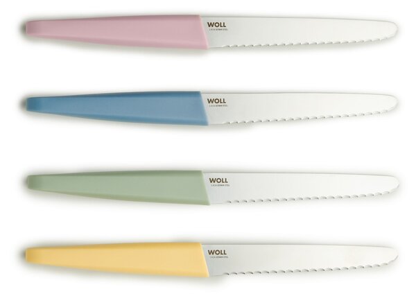 Sada 4 snídaňových nožů 12 cm WOLL Cutting Edge s vroubkovaným ostřím – růžový, modrý, žlutý a zelený 887411 F2 00