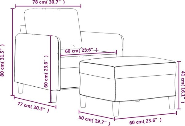 VidaXL Křeslo s podnožkou 60 cm samet [3201169] Barva: Tmavě šedá