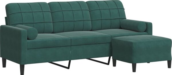 VidaXL 3místná pohovka s podnožkou 180 cm samet [3278269] Barva: Tmavě šedá