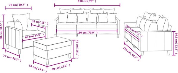 VidaXL 4dílná sedací souprava s poduškami samet [3201693] Barva: Tmavě zelená
