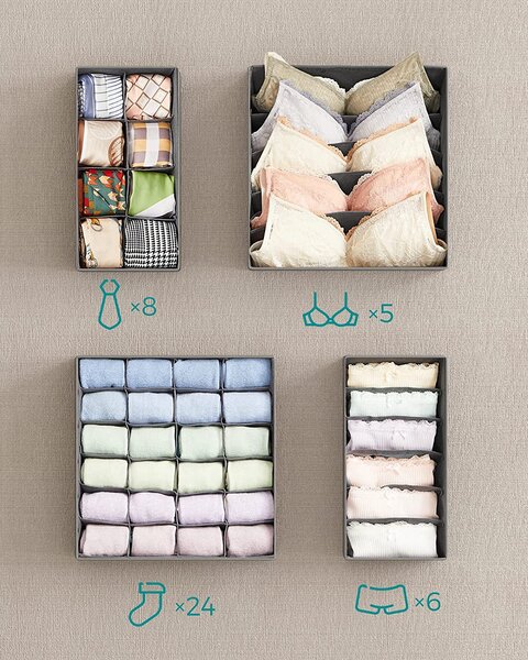 SONGMICS Sada organizérů do zásuvky šedá 8 ks