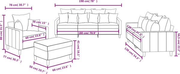 VidaXL 4dílná sedací souprava s poduškami samet [3201693] Barva: Tmavě zelená