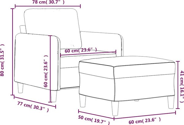 VidaXL Křeslo s podnožkou 60 cm samet [3201169] Barva: Tmavě šedá