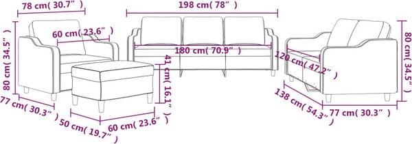 VidaXL 4dílná sedací souprava s poduškami textil [3201779] Barva: taupe