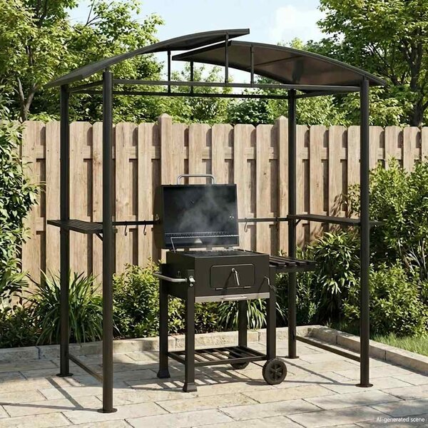VidaXL BBQ altán s bočními policemi antracitový 210x114x230 cm ocel [360139]