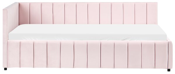 Denní postel Umělý samet LISIEUX 90 x 200 cm Pastelově růžová