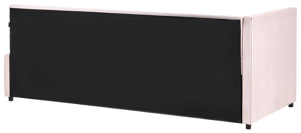 Denní postel Umělý samet LISIEUX 90 x 200 cm Pastelově růžová