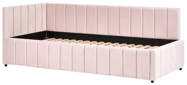 Denní postel Umělý samet LISIEUX 90 x 200 cm Pastelově růžová