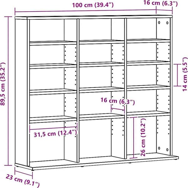 VidaXL Skříňka na CD 100 x 23 x 89,5 cm dřevotříska [862481] Barva: Bílá