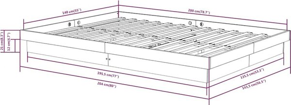 VidaXL Rám postele masivní dřevo 140 x 200 cm [819907] Barva: Přírodní