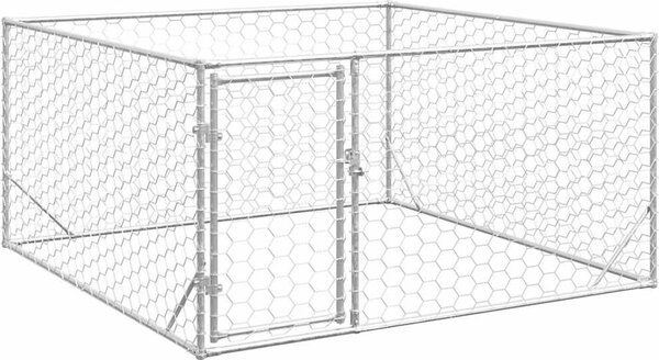 VidaXL Venkovní psí bouda s dveřmi 2x2x1 m pozinkovaná ocel [4105411]